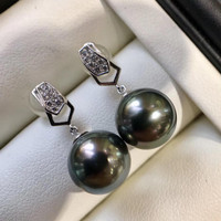 anting emas putih 22 karat mutiara laut black tahiti asli lombok