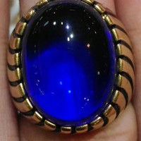 New Cincin Batu Akik Natural Blue Obsidian Top Crystal