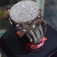 cincin wanita emas putih kadar 40% full berlian