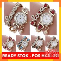 Cayman Jam Tangan Wanita Fashion Diamond LOVE Bracelet Quartz Analog