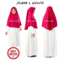 Jilbab instan Size L bahan WOLFIS Woolpeach Premium Grade A murah -