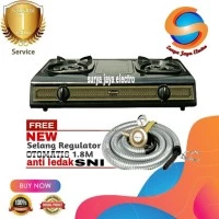 kompor gas rinnai 2 tungku plus selang n regulator otomatis anti ledak