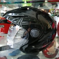 HELM INK FLASH BLACK METALIK DOBEL VISOR HELM DOUBLE VISOR INK ORI SNI