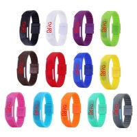Jam Tangan Digital LED Layar Sentuh Strap Silikon untuk Pria / Wanita