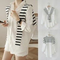 kemeja korea style syal putih / dress 2015179 / fashion wanita