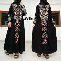 Abaya arab gamis hitam pernik model ikat pinggang elegan tren masakini - Hitam, XL