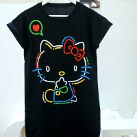 Dress wanita bigsize hello kitty neon