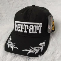 topi bordir Ferrari hitam