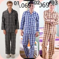 Piyama baju tidur pria dewasa import fashion motif kotak