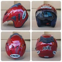 HELM INK CX22 T1 DOUBLE VISOR 2 KACA REPLIKA merah maron