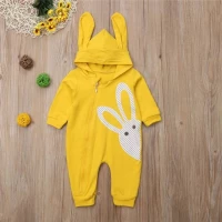 Romper bayi bunny hoodie yellow import