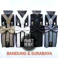 Suspender + dasi kupu untuk dewasa hitam & warna lain. (bretel jojon)