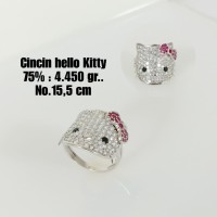 Cincin Hello Kitty Emas / Mas Putih 75% Berat 4.450 Gram No.15,5..