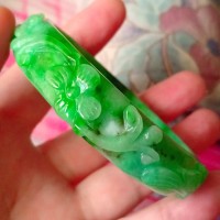 Gelang Giok China Asli Ukir Burung Murai