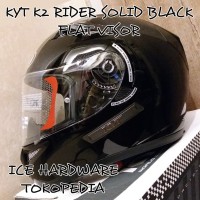 Helm Motor Full Face Flat Visor KYT K2 Rider Solid Black Hitam Murah