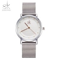Jam Tangan Wanita Original Shengke Tali Pasir K0049 Anti Air - Golden