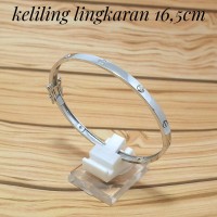 GELANG TANGAN PERAK 925 LAPIS EMAS PUTIH . GELANG MODEL CARTIER OVAL