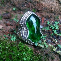 promo batu cincin zamrud kalimantan model terompah warna royal green