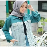 Jaket Jeans Denim Oversize Two Tone