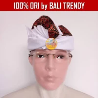 Udeng putih tepi patra merah