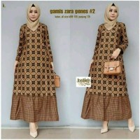 baju batik gamis zara genes kawung pakaian batik wanita Trendy