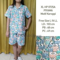 Piyama Keroppi Size L-LL Celana Pendek Wanita Katun Japan 0723AB