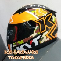 Helm Motor Full Face Fullface KYT R10 Seri Army Orange Murah Original