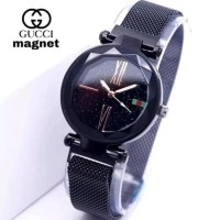 Jam Tangan Wanita Gucci Magnet Polos Rantai - Hitam