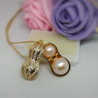 Kalung Rhodium Model Kacang Mutiara Lombok
