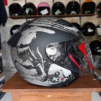 HELM KYT DJ MARU MOTIF VENOM BLACK DOFF GREY
