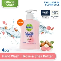 Dettol Hand Wash Soft on Skin Rose & Shea Butter - 250ml Pump (4 pcs)