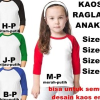 KAOS RAGLAN ANAK LENGAN3/4 UNTUK SEMUA DESAIN GAMBAR KAOSERY FREENAMA