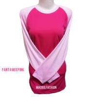 Kaos Raglan fanta mix pink lgn panjang