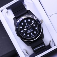 New Jam Tangan Wanita Rolex Tanggal Tali Rubber List Silver