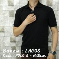POLO SHIRT 6 Kaos Kerah Hitam Polos Baju Pria Cowok Bahan Lacos Kaus