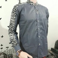 Baju Koko Polos Pria Lengan Panjang Katun Dewasa Warna Hitam Abu 1