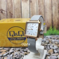 Q&Q QQ Analog Jam Tangan Wanita Strap Kulit Abu QB51J101Y Original
