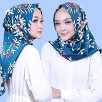 Jilbab Instan Satin Velvet Twist Salwa Motif Bunga krisan Cantik -