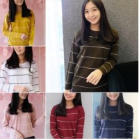 Kaos Wanita Panjang Salur Warna Terbaru Murah Baju Atasan Import Polos