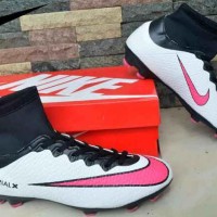 TERMURAH SEPATU SEPAK BOLA PRIA IKE MERCURIAL HI WHITE PINK MURAAH