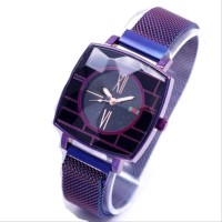 Best Seller Jam Tangan Wanita Fashion Magnet Persegi Ungu Model