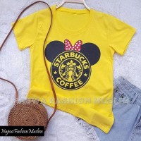 BAJU KAOS WANITA STARBUCK MINNIE KUNING / KAOS / TEE / TSHIRT / KAOS