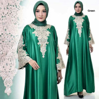 Baju Gamis Plisket Warna Hijau Botol