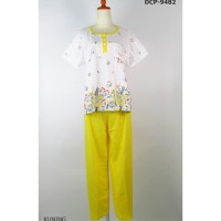Baju Tidur Wanita Kaos Adem Celana Panjang - Kuning, Dcp-9482