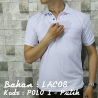 POLO SHIRT 1 Kaos Kerah Putih Polos Baju Pria Cowok Bahan Lacos Kaus