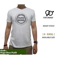 Kaos distro HUGO BOSS putih tshirt branded pria baju cowok keren