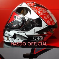 Helm Full Face KYT NFR Pirate White Red Flat Visor Original Murah