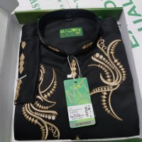 baju Koko Al~mia original warna hitam kombinasi gold size M-L-XL