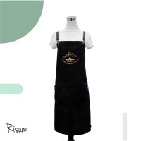 Jual Apron Suede X Strap dengan Bordir logo  Hitam Kab 