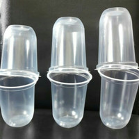 Jual 50pc gelas plastik oval gelas U seal cup round shape Jual 50pc gelas plastik oval gelas U seal cup round shape